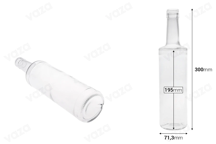 Glasflasche 700 ml mit Hals PP31.5 - geeignet für Liköre und Getränke Glasflasche 700 ml mit Hals PP31.5 - geeignet für Liköre und Getränke-bildabmessungen