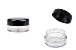 Διάφανο ακρυλικό βαζάκι για κρέμα 5 ml με μαύρο καπάκι-1