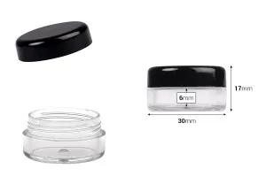Διάφανο ακρυλικό βαζάκι για κρέμα 5 ml με μαύρο καπάκι-2