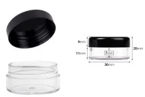 Διάφανο βάζο για κρέμα 10 ml SAN με μαύρο καπάκι Διάφανο βάζο για κρέμα 10 ml SAN με μαύρο καπάκι