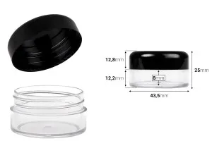 Acryl- Cremedose 15ml mit schwarzem Deckel -Verpackungseinheit: 12 Stücke-2
