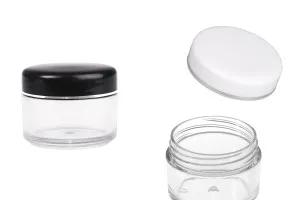 20ml acrylic cream jar with silver stripe on the cap - 12 pcs-1