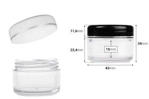 20ml acrylic cream jar with silver stripe on the cap - 12 pcs-2