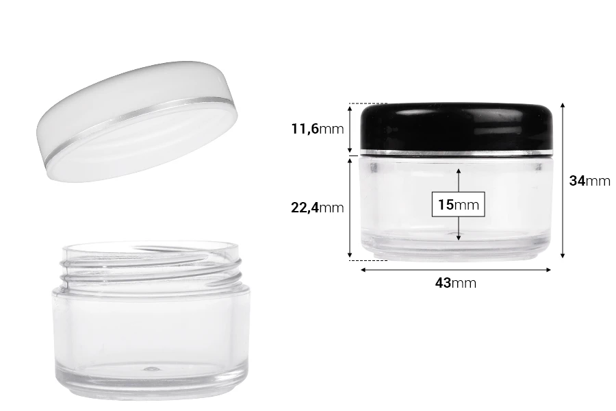 Βάζο ακρυλικό 20ml με ασημί ρίγα στο καπάκι - 12 τμχ Βάζο ακρυλικό 20ml με ασημί ρίγα στο καπάκι - 12 τμχ