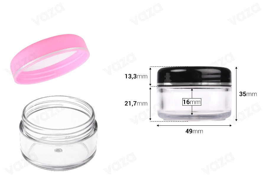 30ml acrylic multi-colour cream jar with cap in a package with 12 pieces 30ml acrylic multi-colour cream jar with cap in a package with 12 pieces-εικόνα_διαστάσεις