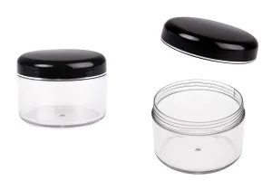 200ml acrylic cream jar with cap and a silver stripe-1