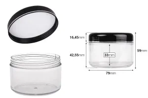 200ml acrylic cream jar with cap and a silver stripe-2