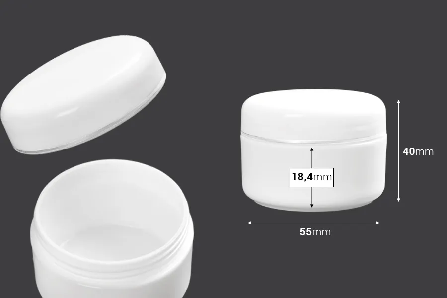 Βαζάκι 50 ml ακρυλικό λευκό με καπάκι - 12 τμχ
