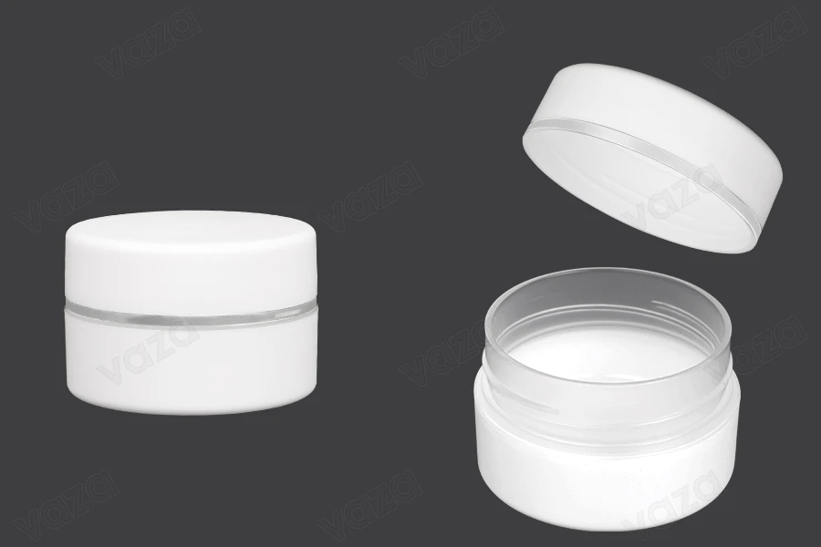Πλαστικό βάζο λευκό ΜΑΤ 100ml με εσωτερικό liner στο καπάκι - 6 τμχ Πλαστικό βάζο λευκό ΜΑΤ 100ml με εσωτερικό liner στο καπάκι - 6 τμχ-εικόνα_προϊοντική