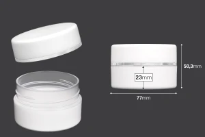 Barattolo di plastica bianco MAT 100ml con rivestimento interno sul coperchio - 6 pz-2