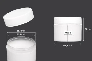Barattolo di plastica bianca opaca da 250 ml con striscia argentata e rivestimento interno sul coperchio - 6 pz-2