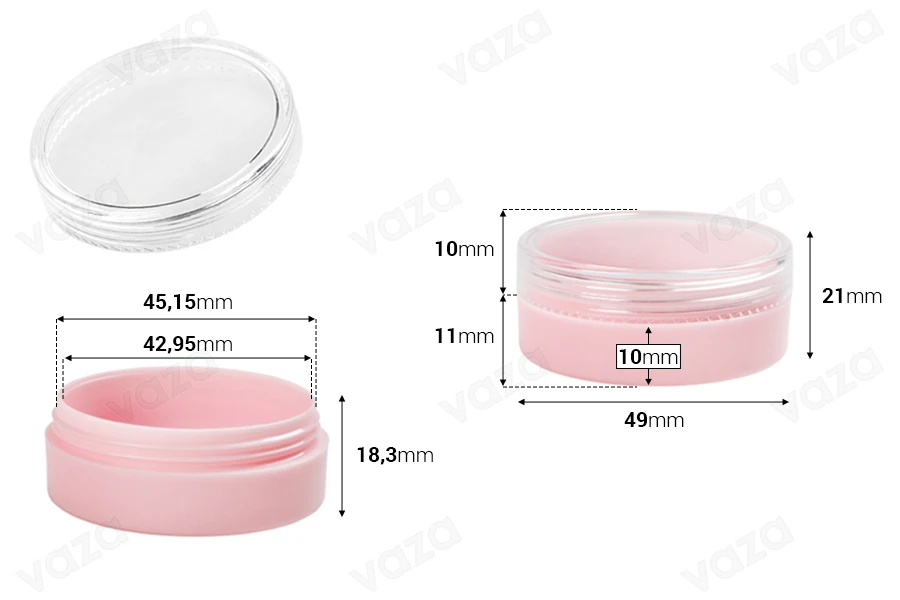 Βαζάκι ακρυλικό 20 ml ροζ με διάφανο καπάκι - 12 τμχ Βαζάκι ακρυλικό 20 ml ροζ με διάφανο καπάκι - 12 τμχ-εικόνα_διαστάσεις