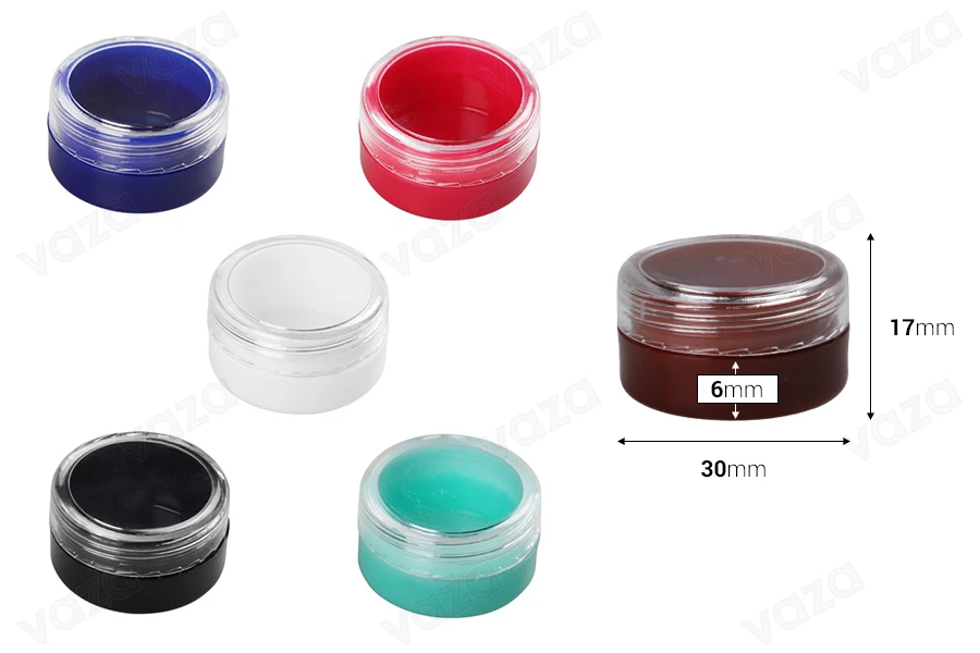 5-ml-Acrylglas mit transparentem Deckel in verschiedenen Farben – 12 Stück 5-ml-Acrylglas mit transparentem Deckel in verschiedenen Farben – 12 Stück-bildabmessungen