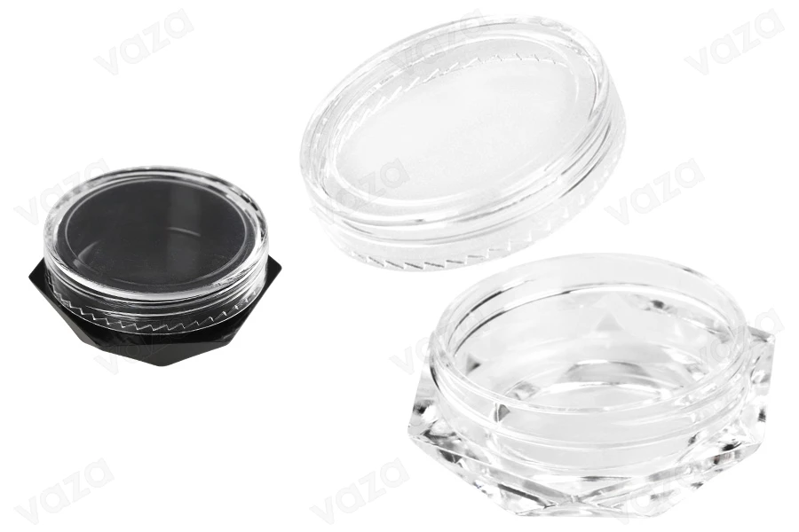 Acryl Cremedose 3ml polygon mit transparentem Deckel -12 Stücke-εικόνα_προϊοντική