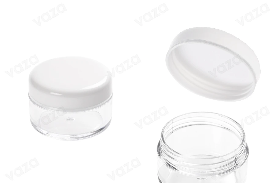 Ακρυλικό βάζο 30 ml διάφανο με λευκό καπάκι σε συσκευασία 12 τεμαχίων Ακρυλικό βάζο 30 ml διάφανο με λευκό καπάκι σε συσκευασία 12 τεμαχίων-εικόνα_προϊοντική