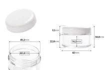 Ακρυλικό βάζο 30 ml διάφανο με λευκό καπάκι σε συσκευασία 12 τεμαχίων