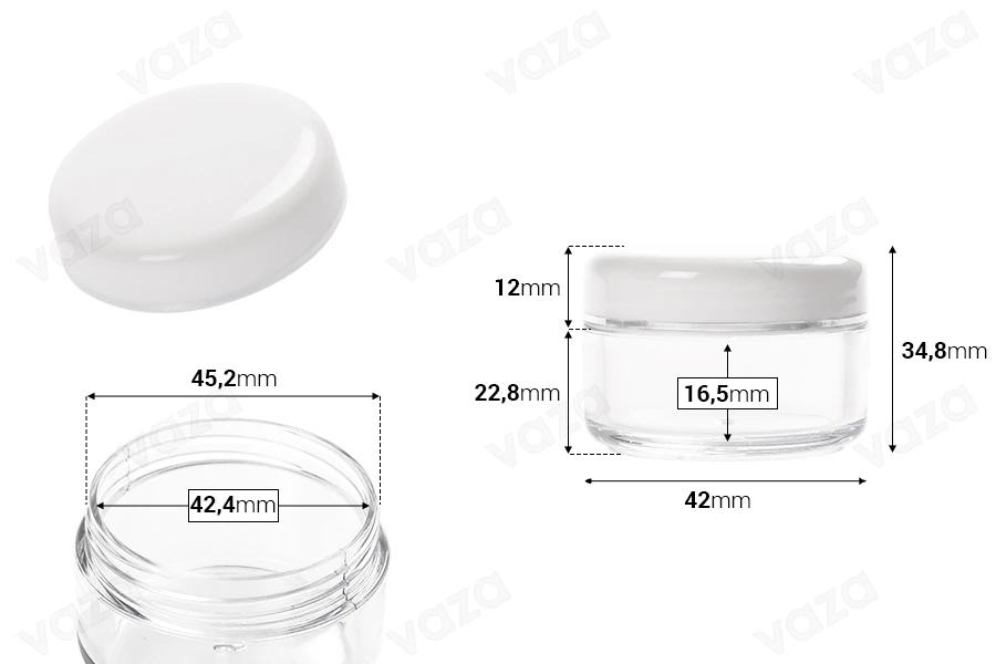 Ακρυλικό βάζο 30 ml διάφανο με λευκό καπάκι σε συσκευασία 12 τεμαχίων Ακρυλικό βάζο 30 ml διάφανο με λευκό καπάκι σε συσκευασία 12 τεμαχίων-εικόνα_διαστάσεις