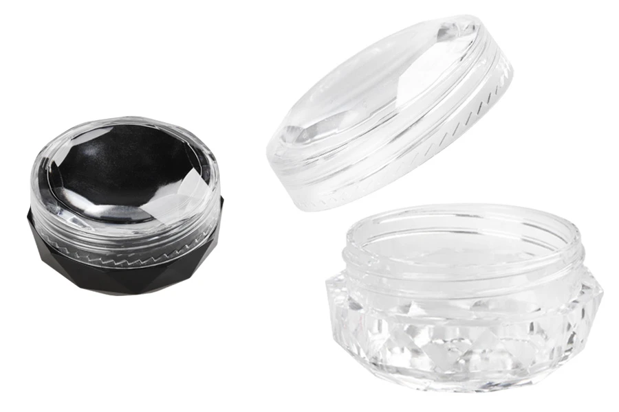 5ml acrylic polygon jar with transparent cap - 12 pcs