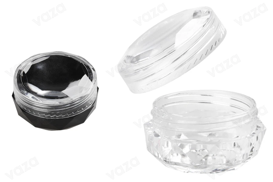 Βαζάκι 5 ml ακρυλικό, πολύγωνο με διάφανο καπάκι - 12 τμχ-εικόνα_προϊοντική