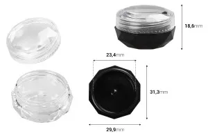 Acryl Cremedose 5ml polygon mit transparentem Deckel -12 Stücke-2