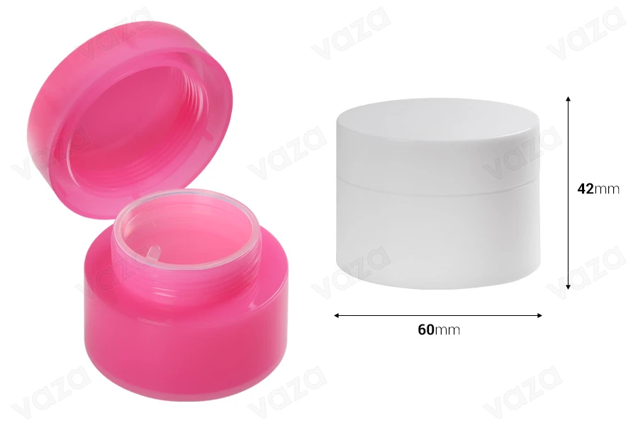 Kavanoz plastik 30 ml, me dy shtresa dhe me tapë plastike – 6 copë.-imazh_dimensione