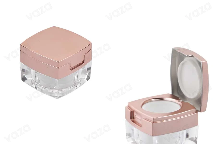 Luxusglas 5ml Acryl, mit Deckel in Roségold Luxusglas 5ml Acryl, mit Deckel in Roségold-produktbild