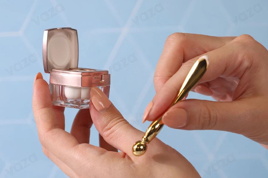 Luxusglas 5ml Acryl, mit Deckel in Roségold Luxusglas 5ml Acryl, mit Deckel in Roségold-bildgruppe