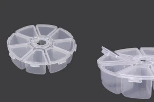 Trousse ronde en plastique à 8 places pour les paillettes et les produits cosmétiques-1