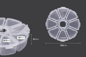 Trousse ronde en plastique à 8 places pour les paillettes et les produits cosmétiques-2
