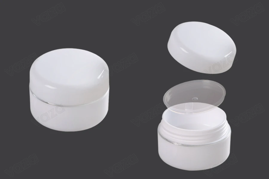 Pot en plastique de 10ml à double fond avec bande argentée, joint et couvercle - 12 pcs Pot en plastique de 10ml à double fond avec bande argentée, joint et couvercle - 12 pcs-εικόνα_προϊοντική