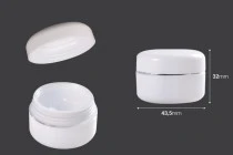 Βάζο 10 ml πλαστικό δίπατο με ασημί ρίγα, παρέμβυσμα και καπάκι - 12 τμχ Βάζο 10 ml πλαστικό δίπατο με ασημί ρίγα, παρέμβυσμα και καπάκι - 12 τμχ