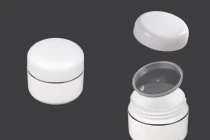 Βάζο 20 ml πλαστικό δίπατο με ασημί ρίγα, παρέμβυσμα και καπάκι - 12 τμχ Βάζο 20 ml πλαστικό δίπατο με ασημί ρίγα, παρέμβυσμα και καπάκι - 12 τμχ