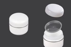 Glas 20ml Kunststoff Doppelhub mit Silberstreifen, Dichtung und Deckel - 12 Stk-1