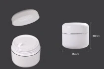 Βάζο 30 ml πλαστικό δίπατο με ασημί ρίγα, παρέμβυσμα και καπάκι - 12 τμχ Βάζο 30 ml πλαστικό δίπατο με ασημί ρίγα, παρέμβυσμα και καπάκι - 12 τμχ