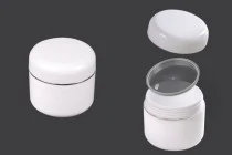 Βάζο 50 ml πλαστικό δίπατο με ασημί ρίγα, παρέμβυσμα και καπάκι - 12 τμχ