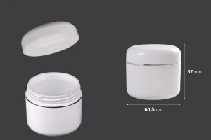 Glas 50ml Kunststoff Doppelhub mit Silberstreifen, Dichtung und Deckel - 12 Stk-2