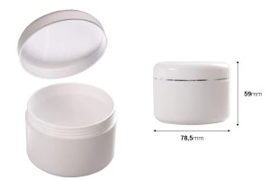 Βάζο 200 ml πλαστικό με ασημί ρίγα και εσωτερικό παρέμβυσμα στο καπάκι - 6 τμχ-2