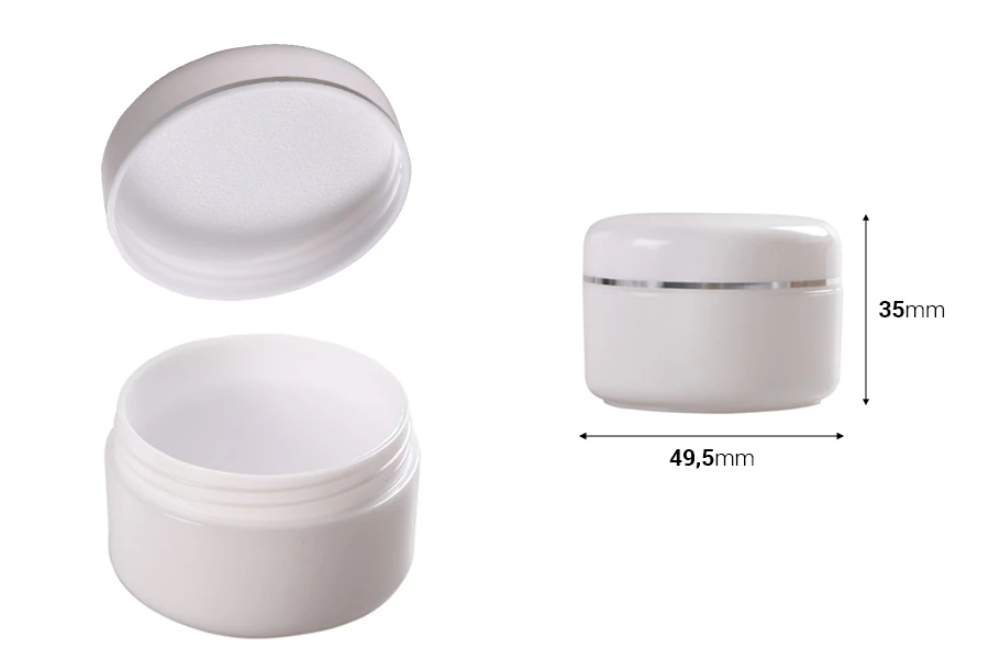 Βάζο 30 ml πλαστικό με ασημί ρίγα και εσωτερικό παρέμβυσμα στο καπάκι - 12 τμχ