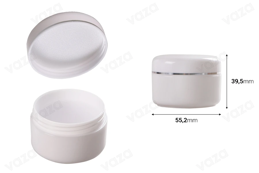 Βάζο 50 ml πλαστικό με ασημί ρίγα και εσωτερικό παρέμβυσμα στο καπάκι - 12 τμχ Βάζο 50 ml πλαστικό με ασημί ρίγα και εσωτερικό παρέμβυσμα στο καπάκι - 12 τμχ-εικόνα_διαστάσεις