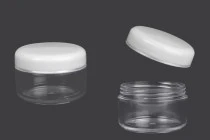 Ακρυλικό βάζο 50 ml διάφανο με λευκό καπάκι και ασημί ρίγα σε συσκευασία 12 τεμαχίων Ακρυλικό βάζο 50 ml διάφανο με λευκό καπάκι και ασημί ρίγα σε συσκευασία 12 τεμαχίων