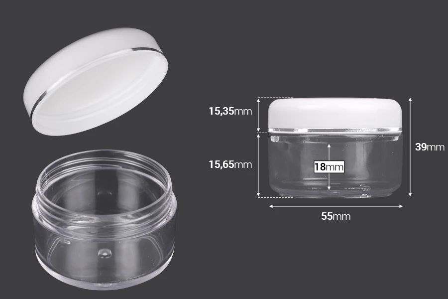 Ακρυλικό βάζο 50 ml διάφανο με λευκό καπάκι και ασημί ρίγα σε συσκευασία 12 τεμαχίων Ακρυλικό βάζο 50 ml διάφανο με λευκό καπάκι και ασημί ρίγα σε συσκευασία 12 τεμαχίων