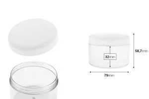 Ακρυλικό βάζο 200 ml διάφανο με λευκό καπάκι και ασημί ρίγα-2