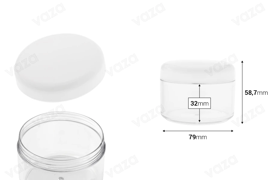Acryl- Cremedose 200ml mit weißem Deckel und silbernen Streifen Acryl- Cremedose 200ml mit weißem Deckel und silbernen Streifen-bildabmessungen