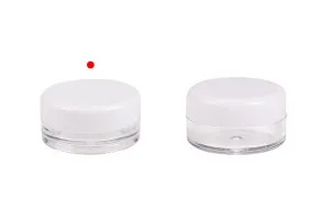 Transparente Acryl- Cremedose mit weißem Deckel 3 ml-5