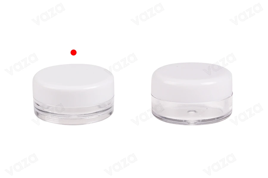 Kavanoz akrilik 3 ml transparent me kapak të bardhë Kavanoz akrilik 3 ml transparent me kapak të bardhë-imazh_grup