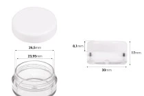 Διάφανο ακρυλικό βαζάκι για κρέμα 5 ml με λευκό καπάκι Διάφανο ακρυλικό βαζάκι για κρέμα 5 ml με λευκό καπάκι