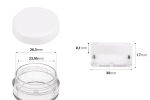 Transparente Acryl- Cremedose mit weißem Deckel 5ml-2