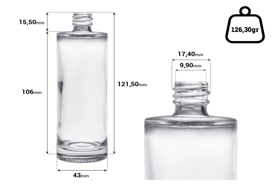 Flacone di profumo in vetro rotondo da 100 ml (18/415) - (ordine minimo: 1 scatola) Flacone di profumo in vetro rotondo da 100 ml (18/415) - (ordine minimo: 1 scatola)