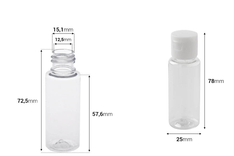 Μπουκαλάκι για σαμπουάν 25 ml πλαστικό με καπάκι flip-top - Συσκευασία 50 τμχ Μπουκαλάκι για σαμπουάν 25 ml πλαστικό με καπάκι flip-top - Συσκευασία 50 τμχ