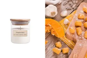Bougie de soja aromatique à la citrouille et aux épices avec mèche coton (110gr)-1